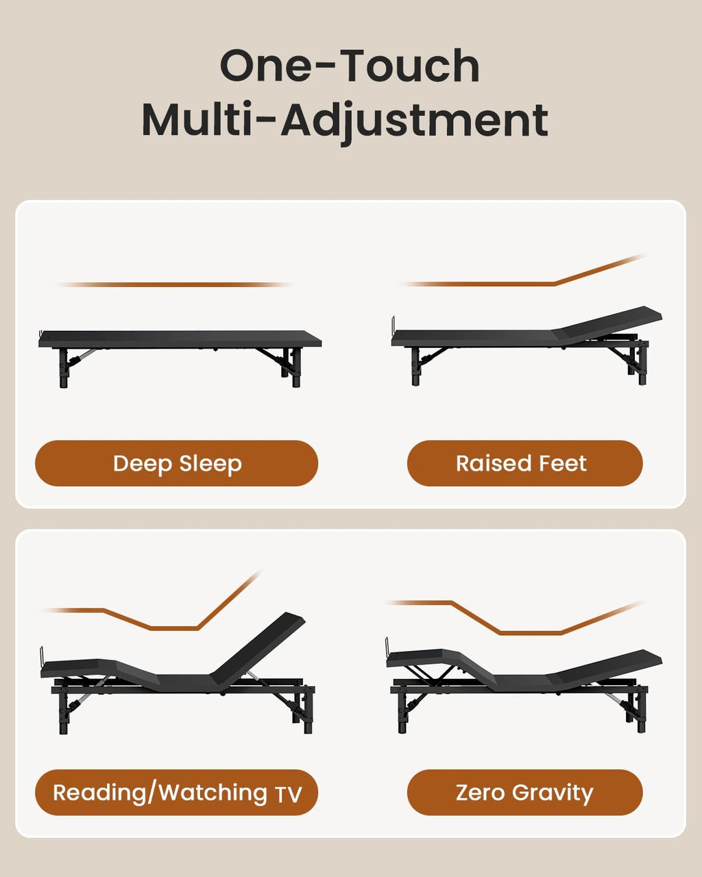 Queen Adjustable Bed Frame with Quiet Motor Wireless Remote, Easy Assembly