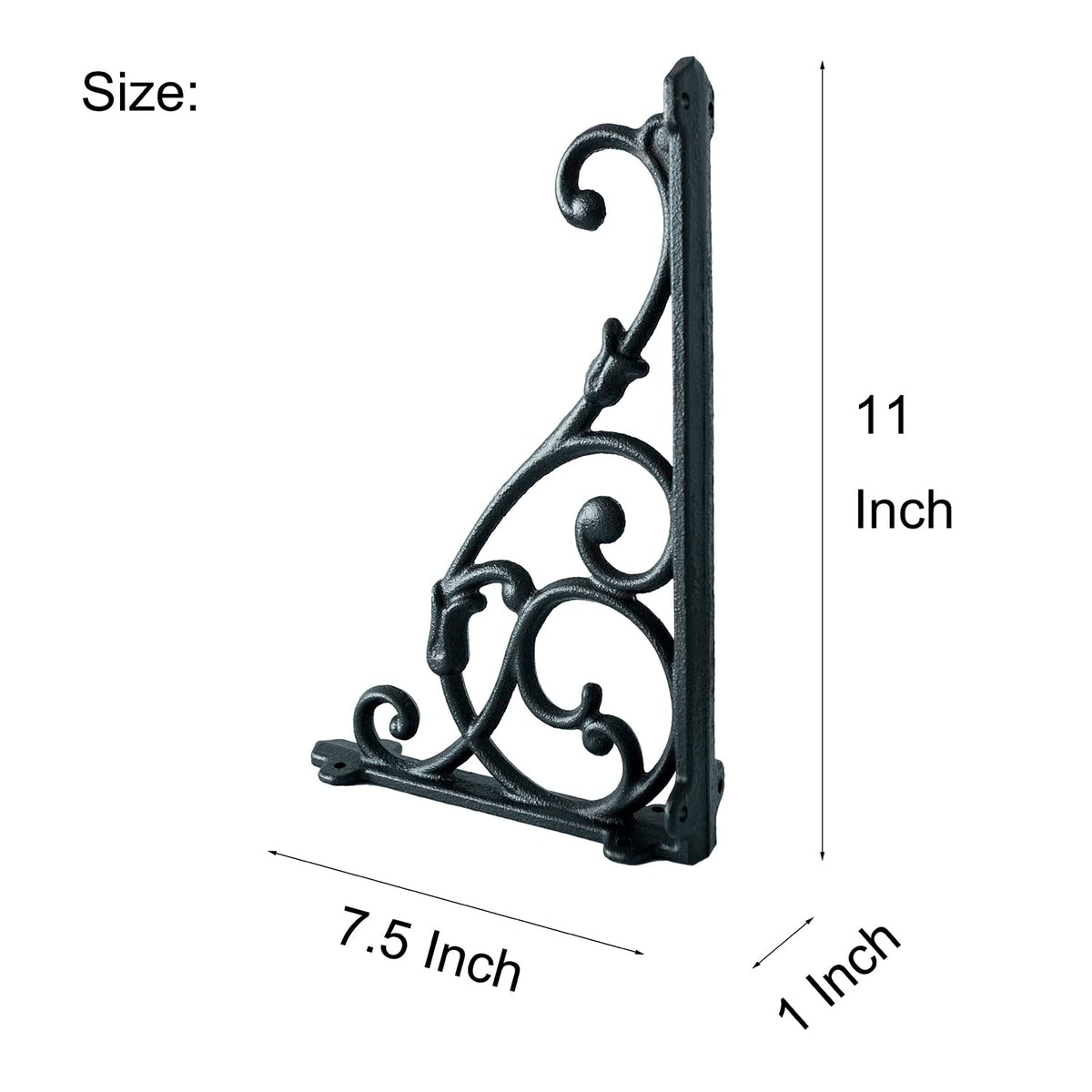 4 Pack Decorative Shelf Brackets,11*7.5 Inch Cast Iron Shelf Supply,Antique Black Corbel,Screws Anchor Included