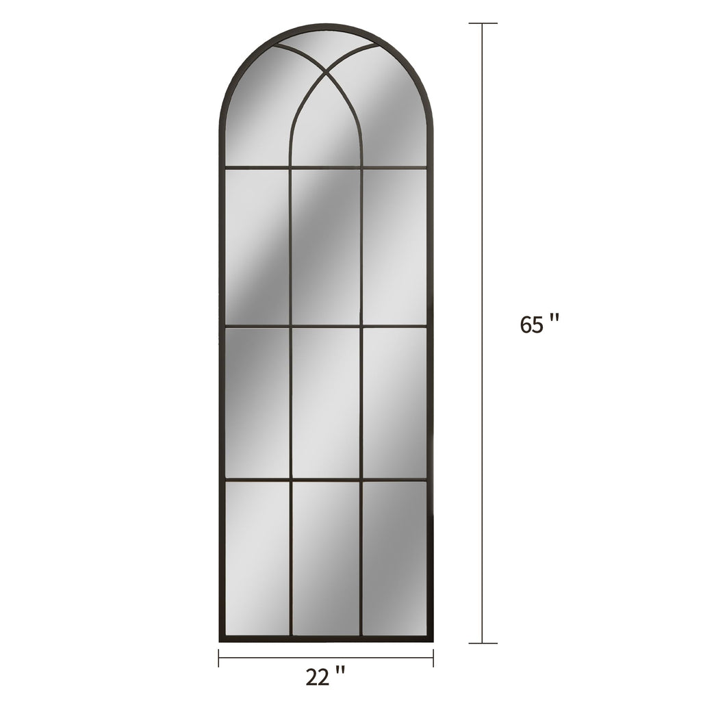 Arched Full Length Mirror 65"x22", Black Farmhouse Body Mirror