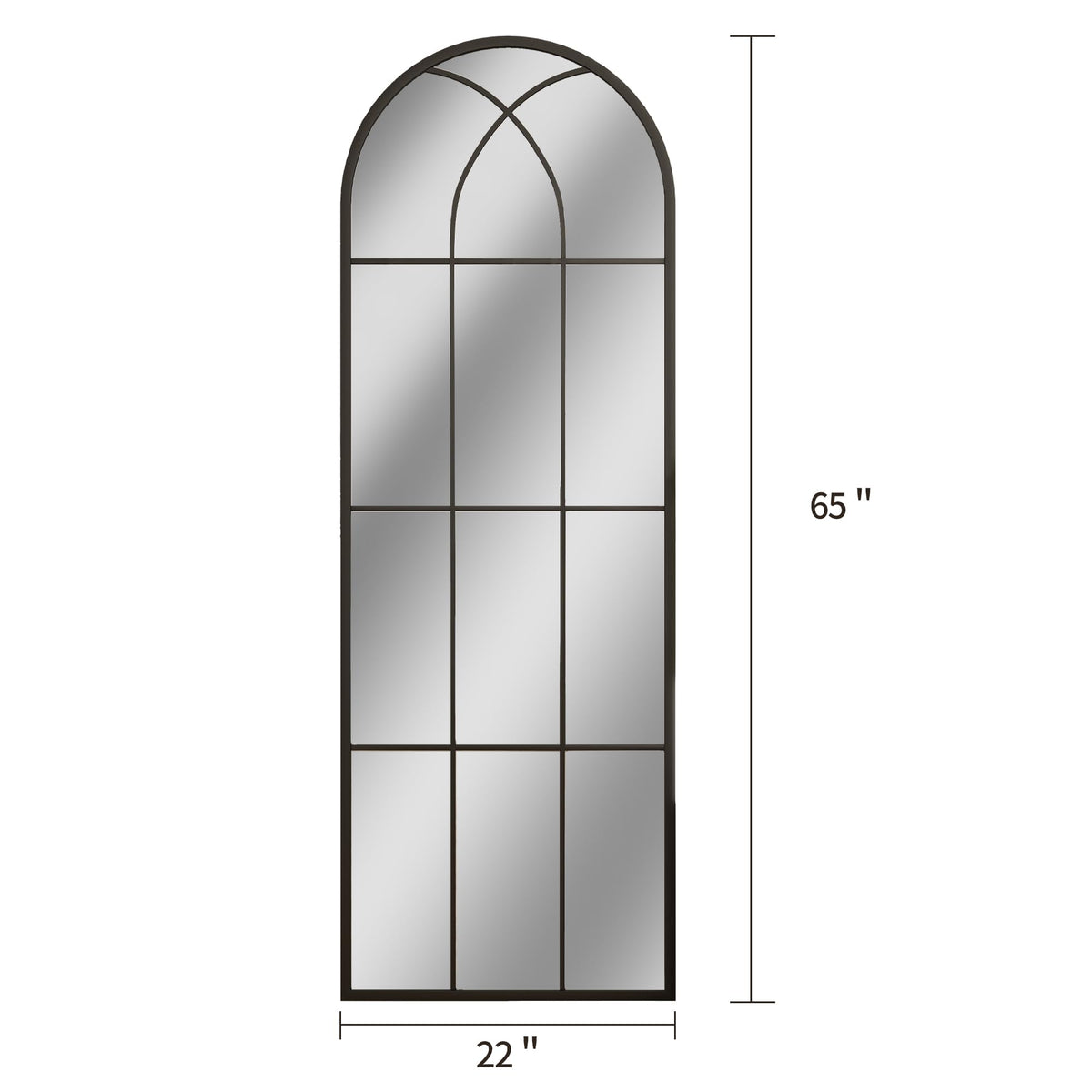Arched Full Length Mirror 65"x22", Black Farmhouse Body Mirror