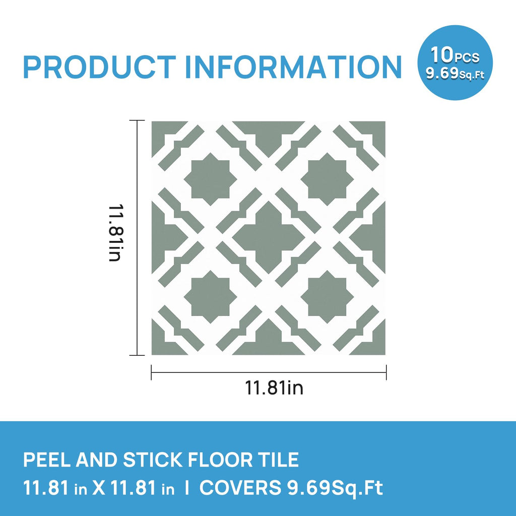 Peel and Stick Floor Tile, 10 Sheets Self-Adhesive Vinyl Flooring