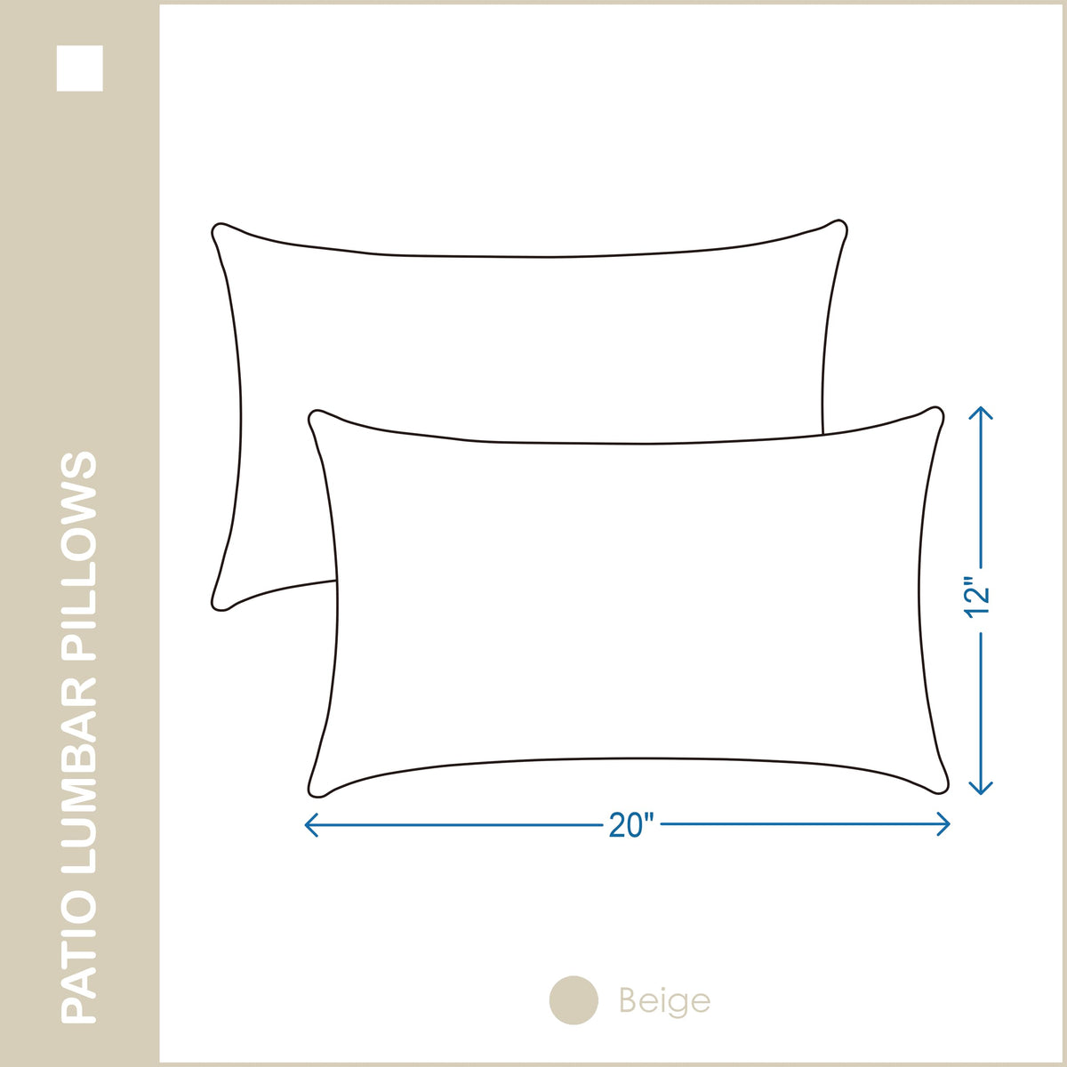 Indoor Outdoor Lumbar Pillows, Waterproof Outdoor Pillows Set of 2 Furniture, 12×20 Inch, Beige