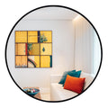 Round Mirror, 26 inch Black Circle Mirror, Matte Black Metal Frame