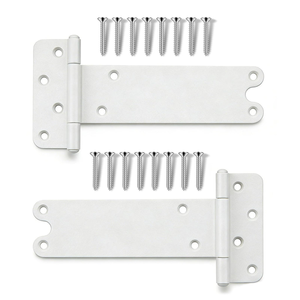 8 inch Gate Hinges, 300 Lbs Capacity, Matte White Hinges, 2 Pack Heavy Duty Door Hinge, T-Strap Shed Gate