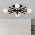 Black Gold Sputnik Ceiling Light Fixture, Farmhouse Semi Flush Mount