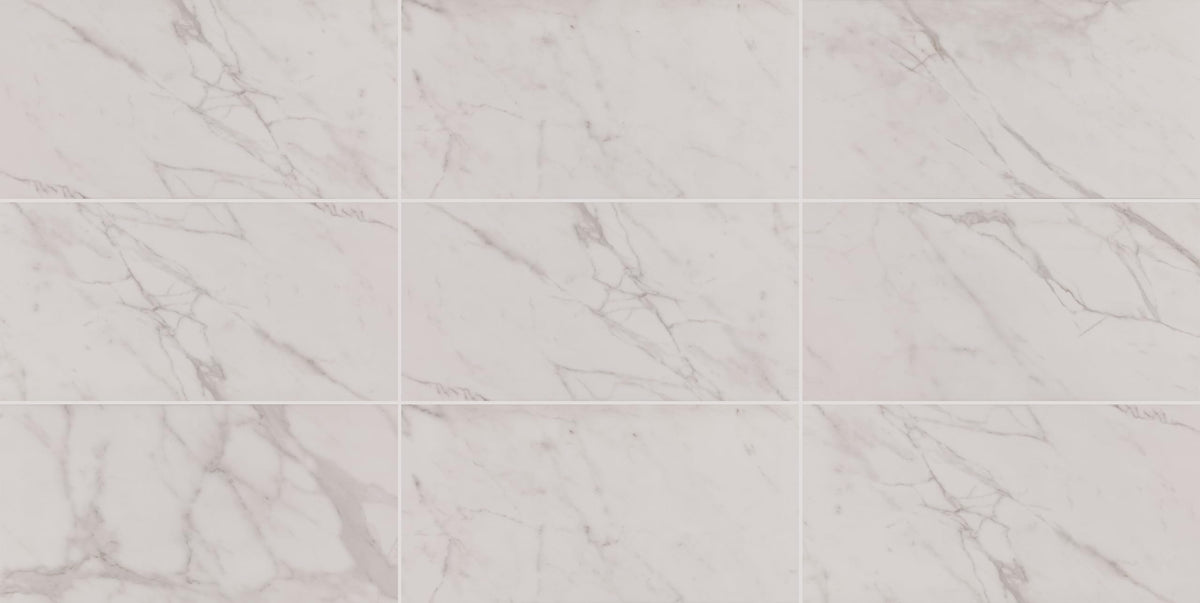 Costar 12" x 24" Marble Look Porcelain Floor Tile in Matte Calacatta Empire Floors