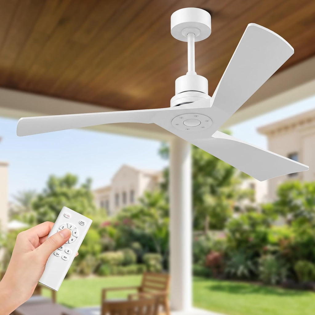 52" White Ceiling Fan with Remote, No Light