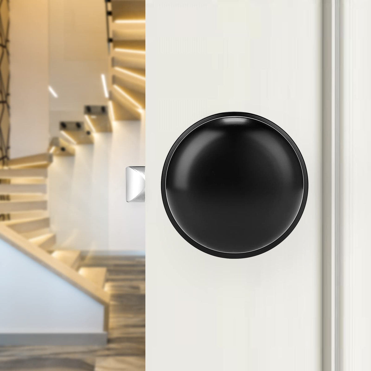 Door Knobs Interior, Passage Door Handles 10 Pack Matte Black Finish, Indoor Universible Levers for Closet Hallway