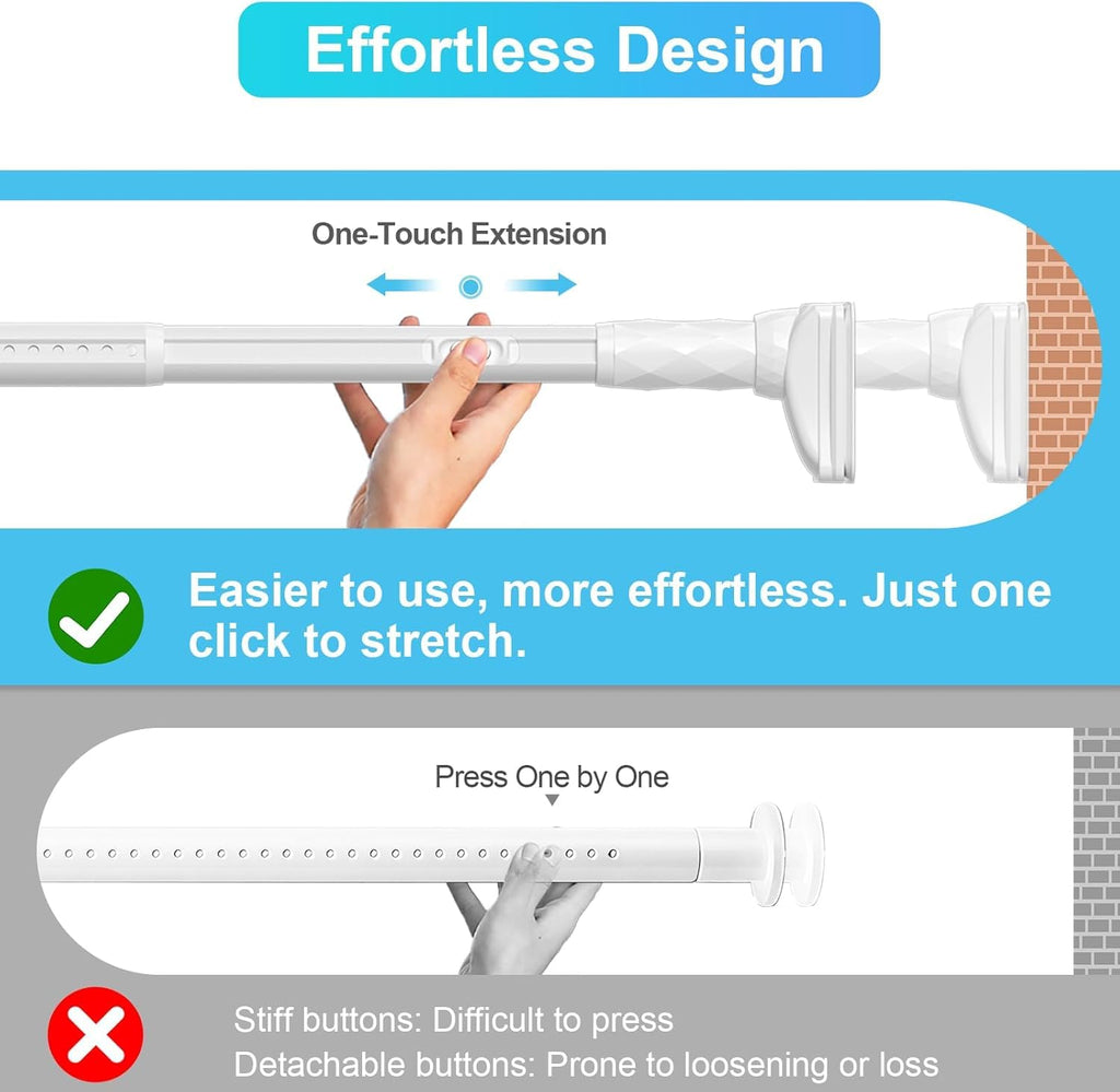 White Closet Rods For Hanging Clothes,41-67 In heavy duty tension rod