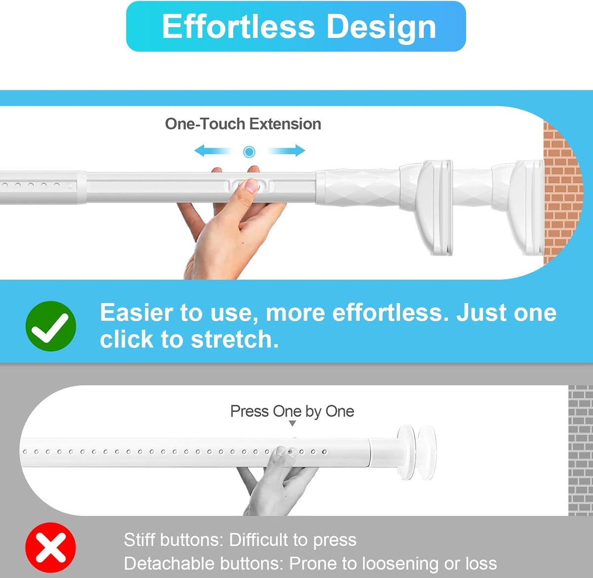White Closet Rods For Hanging Clothes,41-67 In heavy duty tension rod