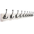 Vintage White Wall Mounted Coat Rack, 34" Long with 10 Tri-Hooks