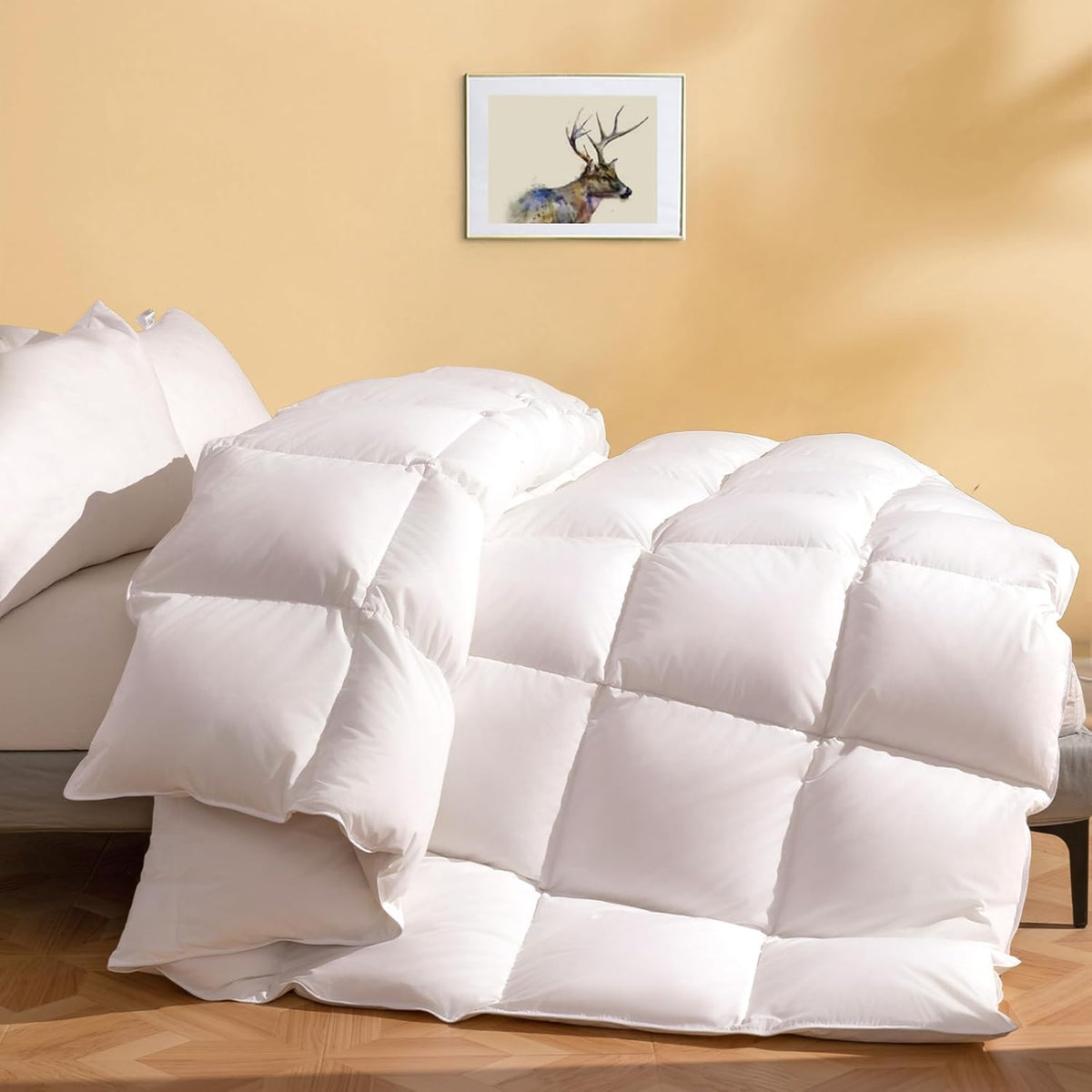 Luxury Feather Down Fiber Comforter, Ultra-Soft Cotton-Blend Fabric