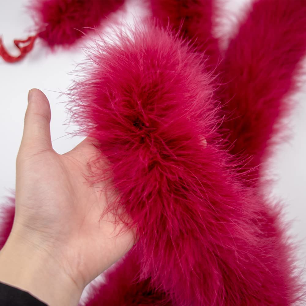 50g Burgundy Fluffy Marabou Feather Boas for DIY Craft Sewing Trim Home Wedding Party Christmas Decoration - 2 Yards