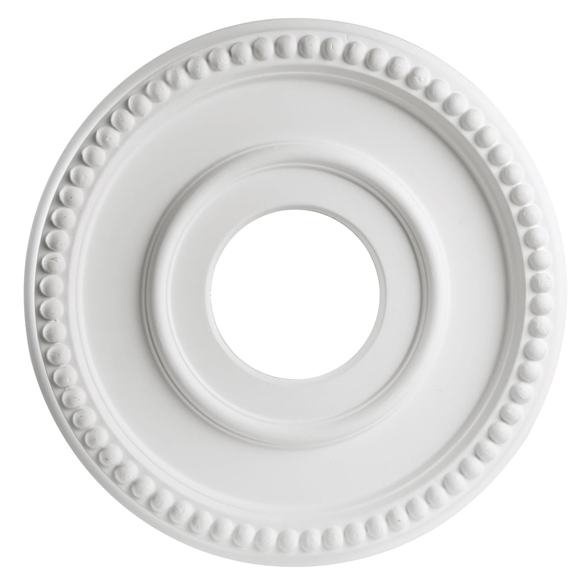 12-1/2" OD x 3-15/16" ID x 1-3/8"P Beaded Round Ceiling Medallion,Primed PU Foam Ceiling Trim for Chandeliers
