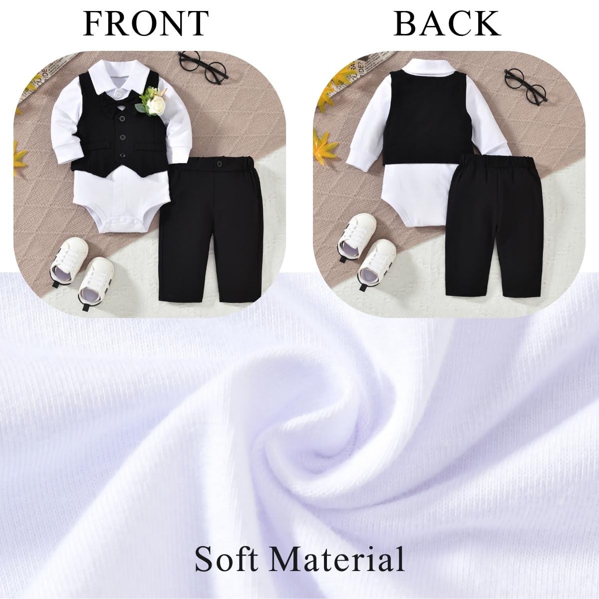 Baby Boy Suits Infant Gentleman Outfit Formal Suit Set Black