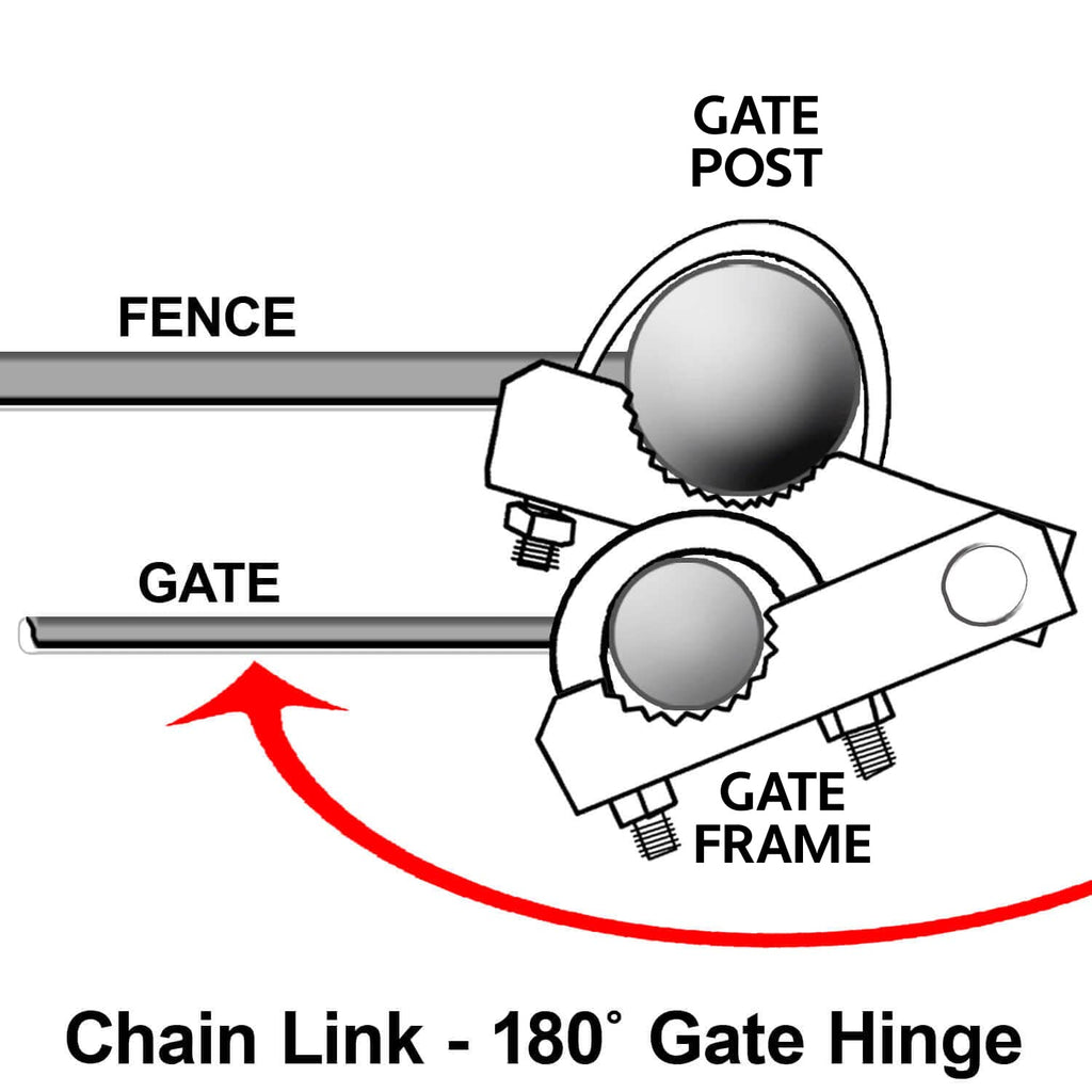 Galvanized 180° Gate Hinge, 2-3/8in Post, Commercial Duty 2-ct
