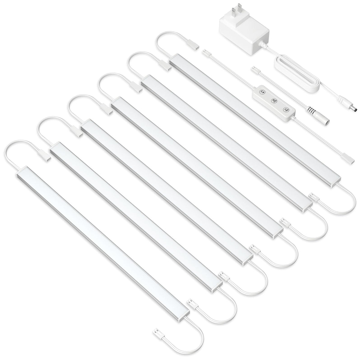 Under Cabinet Lighting Plug in. 6 PCS 12 Inches Likable Slim Bright Light Strips. Dimmable 24W Cabinet Lights Over