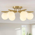 Six-Light Sputnik Semi Flush Ceiling Fixture, Retro Starburst