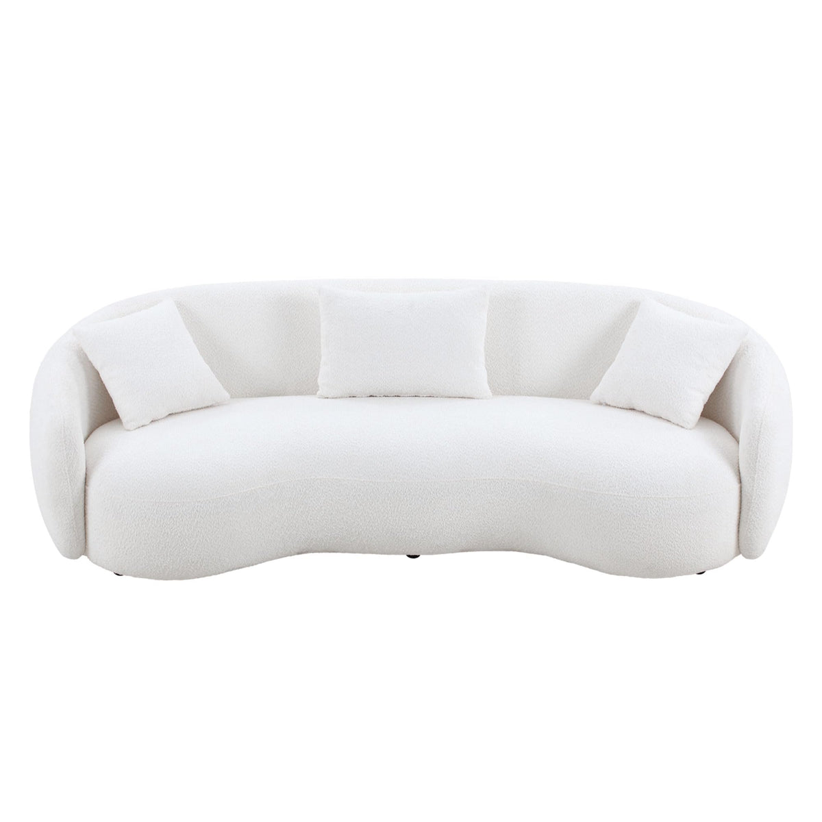 94'' Cloud Curved Sofa Boucle Couch, Beige Modern Mid-Century Curved Backrest Upholstered Sofa, 3-Seat Sofa Couch