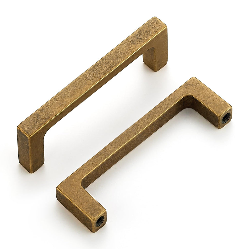 Antique Brass Kitchen Cabinet Solid Handles,3-1/2 Inch,10 Pack