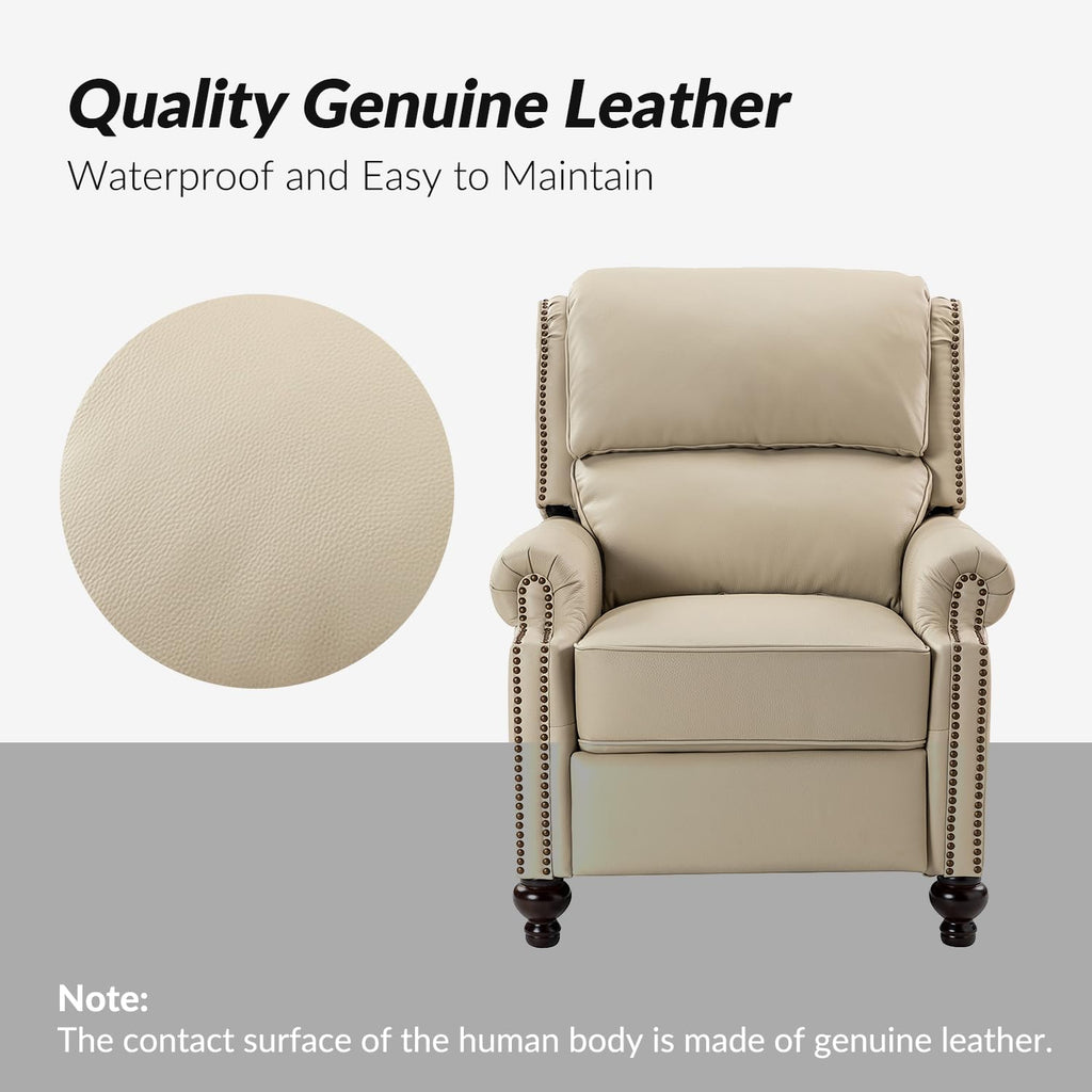 Genuine Leather Recliner Chair Set of 2, Beige