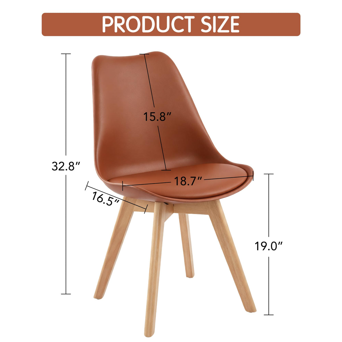 Mid Century Modern Dining Chairs, Shell Lounge Plastic Side Chair with Soft Padded and Wooden Legs Living Room Bedroom