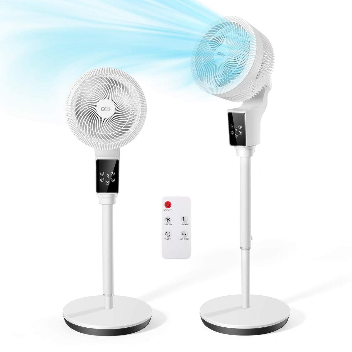 Oscillating Fan, 360° Air Circulator Pedestal Fan, 43.3" Adjustable Height