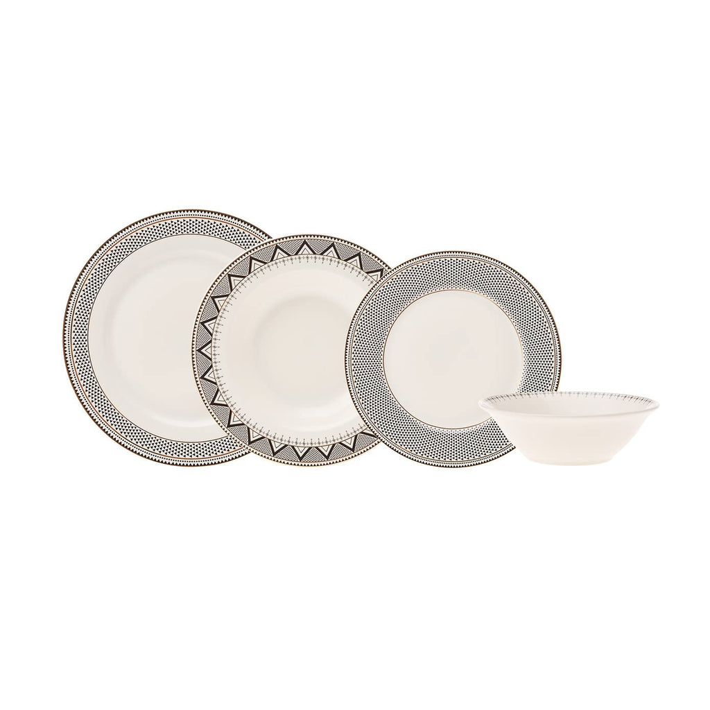 Globe 24-Piece Dinnerware Set for 6 People - Kitchen Dish Set for Salad, Soup, Pasta, Noodle & More - Modern Chic