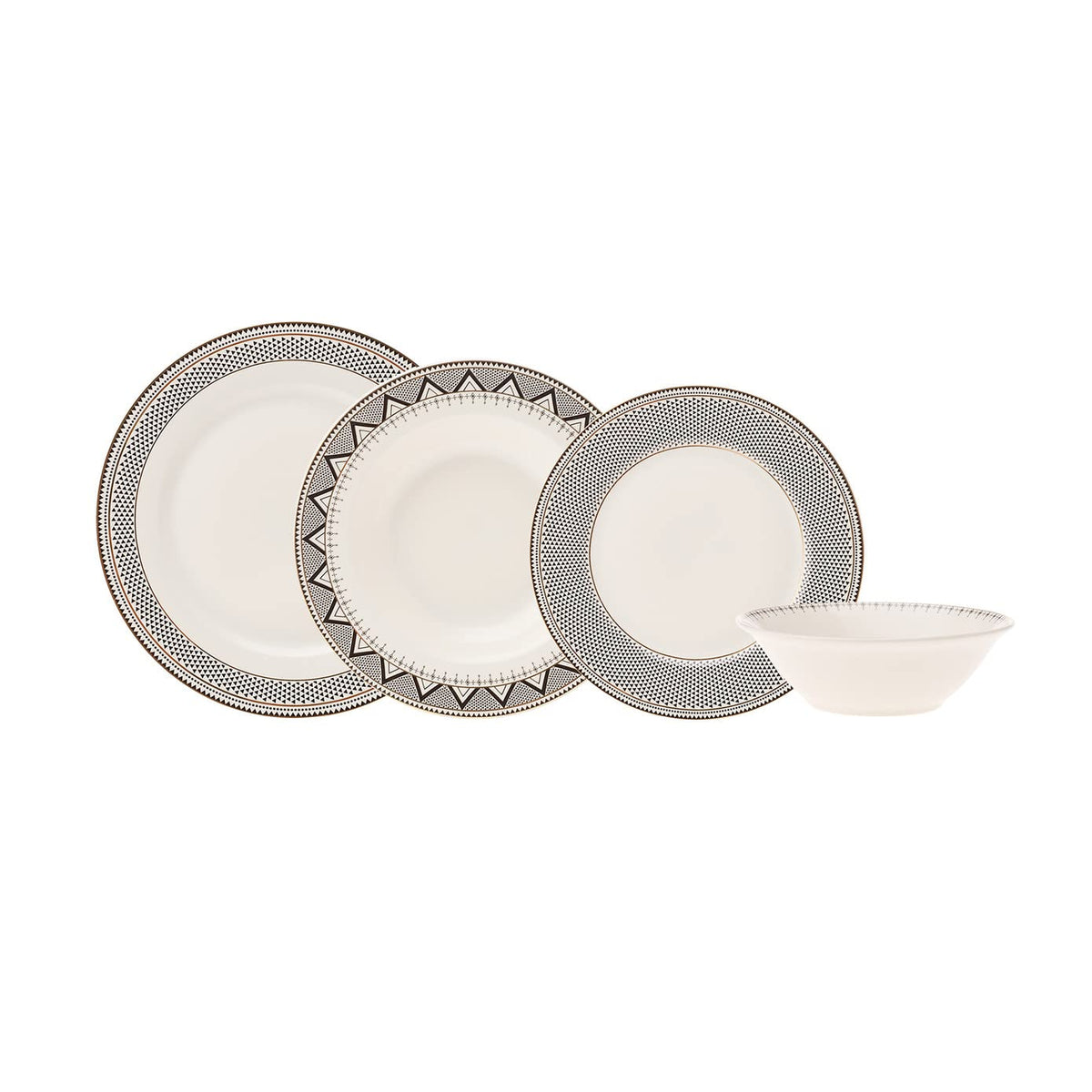 Globe 24-Piece Dinnerware Set for 6 People - Kitchen Dish Set for Salad, Soup, Pasta, Noodle & More - Modern Chic