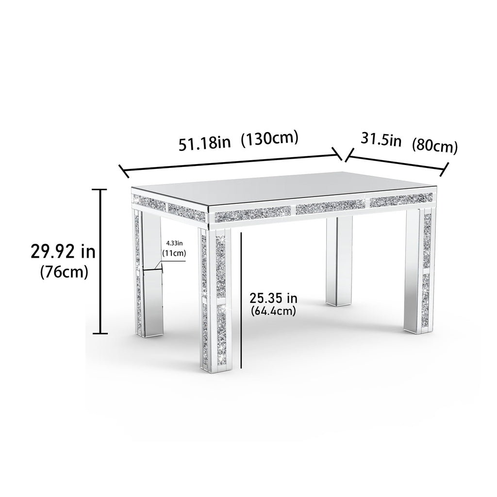Modern Dining Table Set for 4, Rectangular Glass Kitchen Table