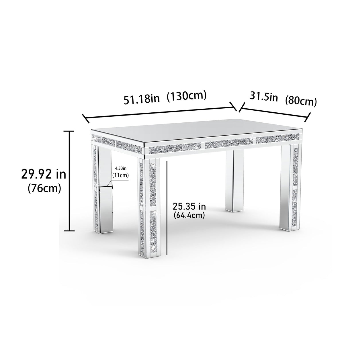 Modern Dining Table Set for 4, Rectangular Glass Kitchen Table