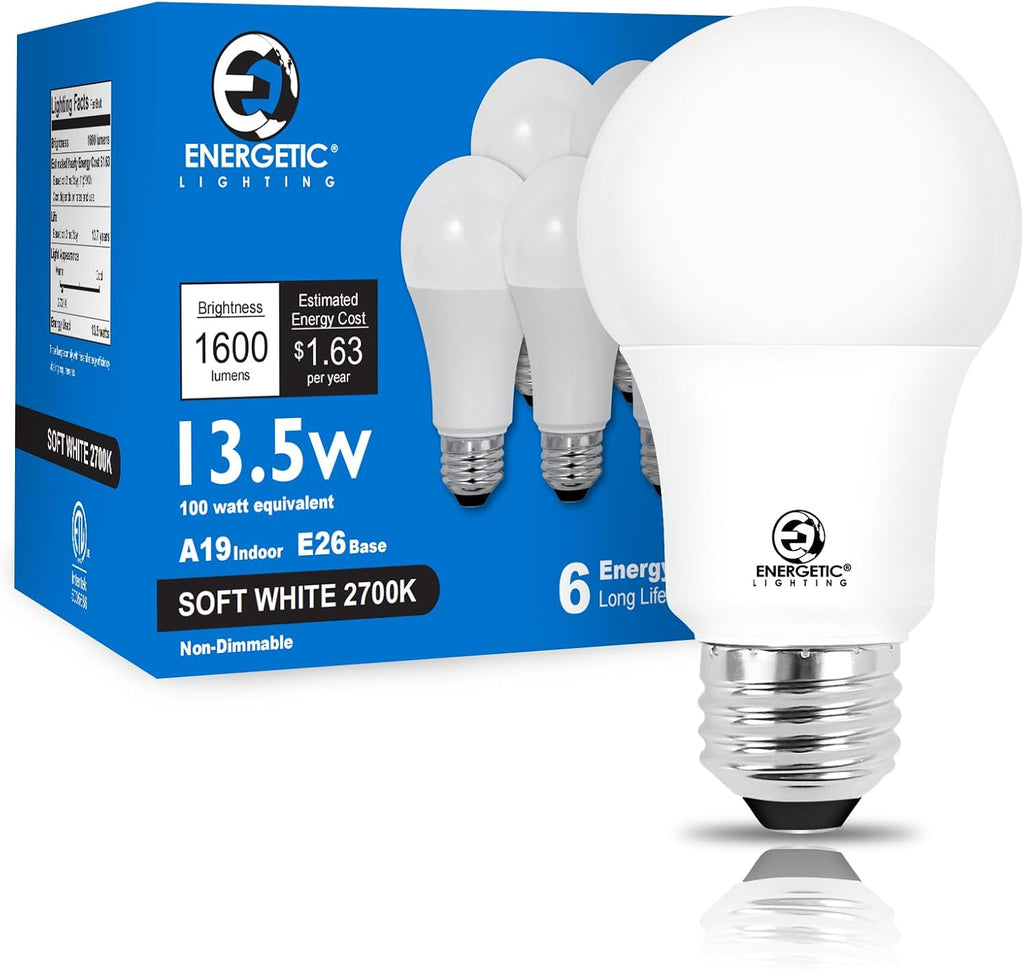 LED Bulbs 100 Watt Equivalent, Super Brightness 1600LM Soft White 2700K, Non-Dimmable A19 LED Bulb, E26 Standard