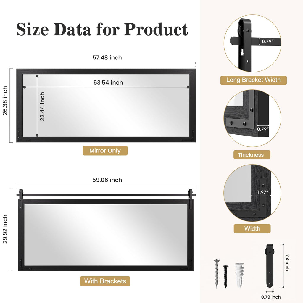 Farmhouse Mirror 60"x30" Black