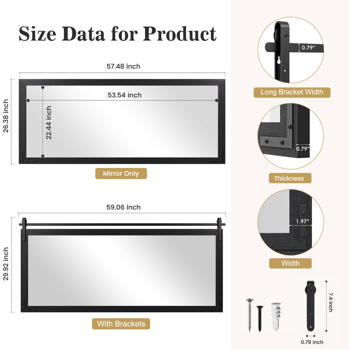 Farmhouse Mirror 60"x30" Black