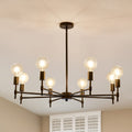 8-Light Black Sputnik Chandelier Matte Industrial Flush Mount Ceiling Light Fixture Metal Modern Pendant Light for