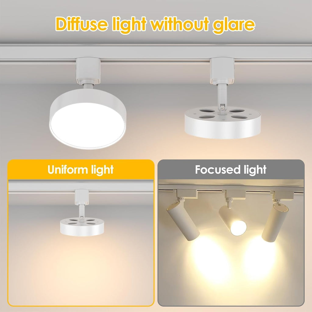 Diffuse J Type Track Lighting Heads, 12W White 4 Pack