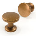 10 Pack Antique Brass Cabinet Knobs 1-1/5 Inch(30mm) Single Hole Cabinet Pulls Round Kitchen Cabinet Knobs Drawer