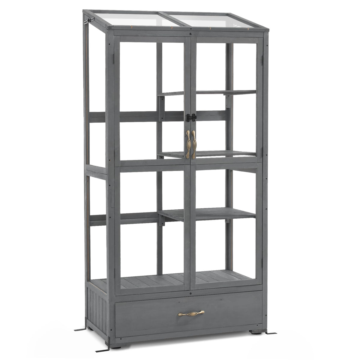 Macrout Cold Frame Greenhouse, Tall Wooden Greenhouse for Outdoor Indoor Use with Polycarbonate Panels, 3 Tier Garden