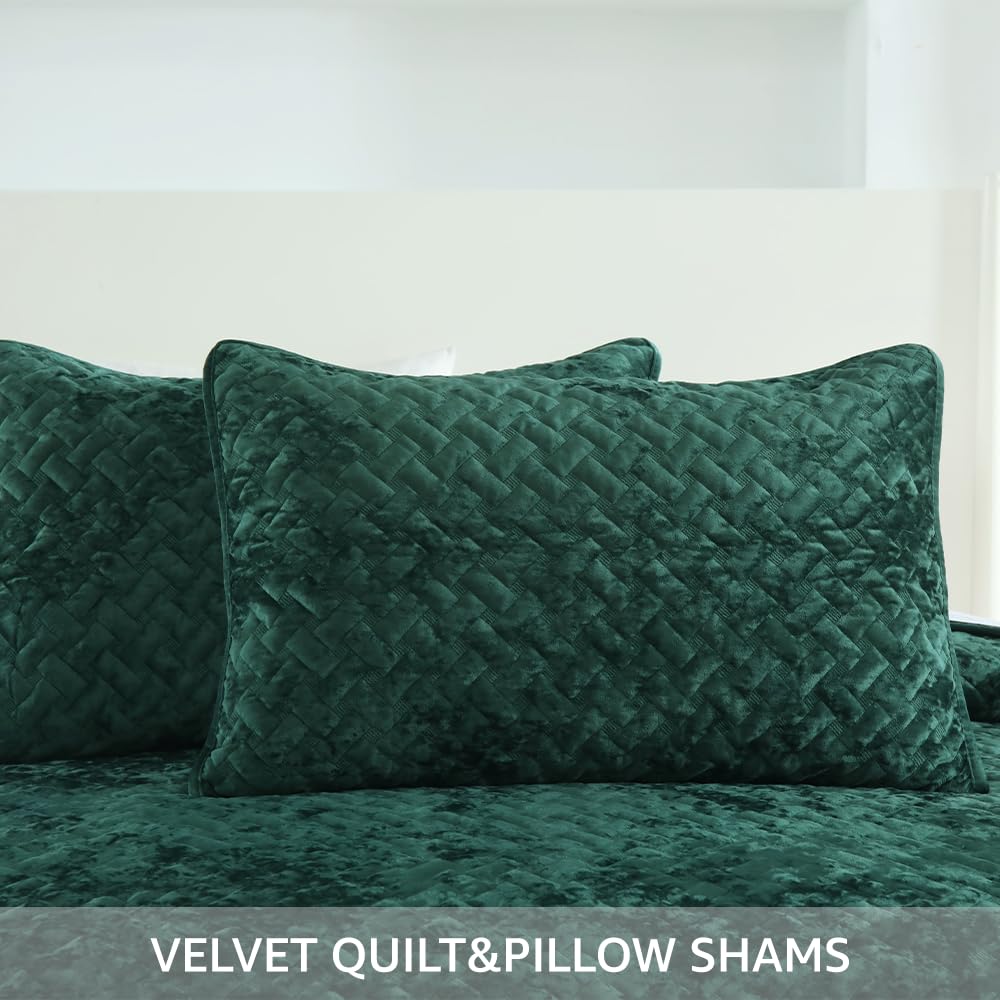 Velvet Bedspread Quilt Coverlet Bedding Sets, Turquoise