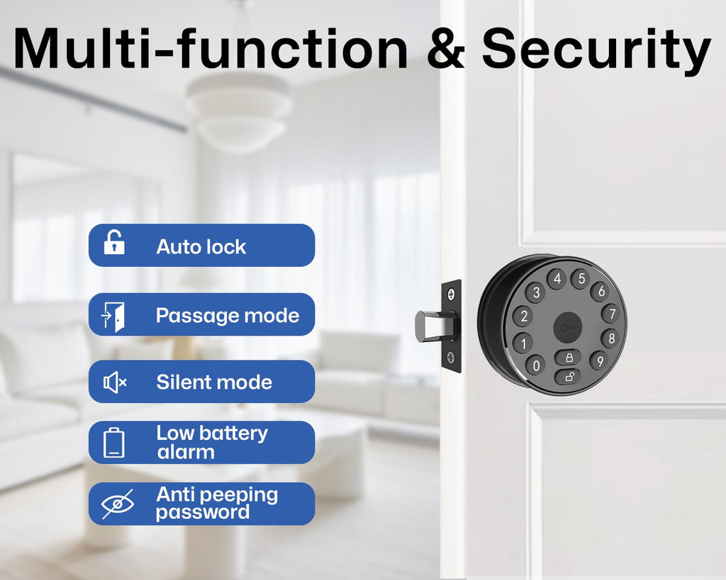 Keyless Entry Deadbolt Door Knob with Keypad for Front Door, Black