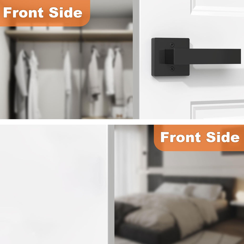 Dummy Door Handles Interior Closet Black Pack of 2 Without Latch