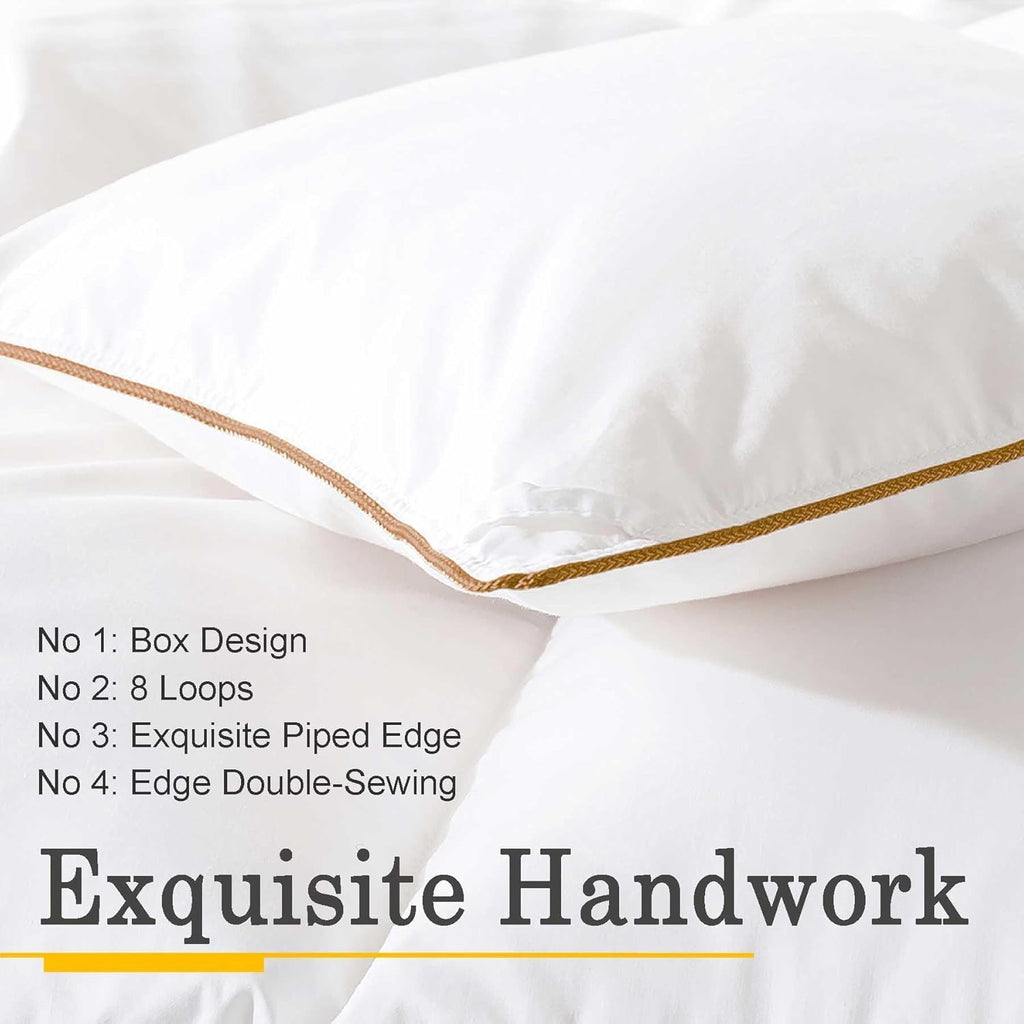 Down Comforter - All Season Medium Weight Fluffy White Duvet Insert, Warm Feather Bedding, Soft 100% Cotton Cover