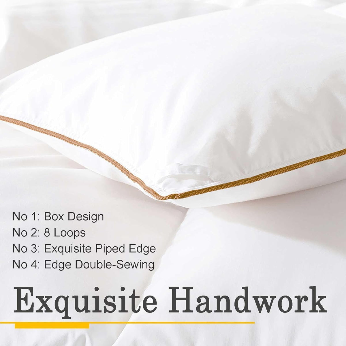 Down Comforter - All Season Medium Weight Fluffy White Duvet Insert, Warm Feather Bedding, Soft 100% Cotton Cover