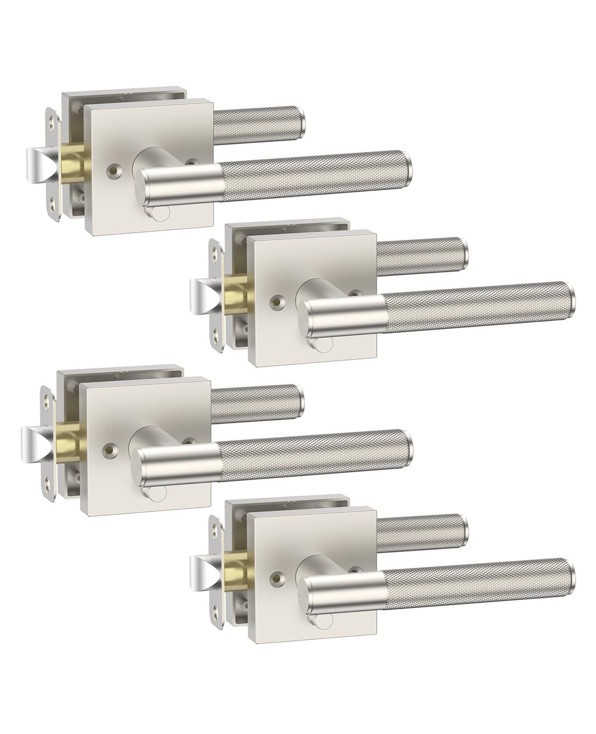4 Pack Brushed Satin Nickel Interior Door Handles