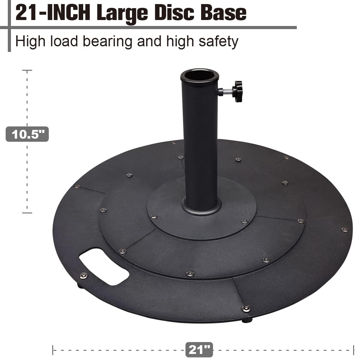 21 Inches Heavy Duty Metal Outdoor Patio Umbrella Base Stand Holder for 1-¼" or 1-½" Umbrella Poles, Black