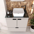 24-Inch Floating Bathroom Vanity with Ceramic Sink – Wall-Mounted Cabinet with Tempered Glass Countertop, Soft-Close Doors, and Drawer