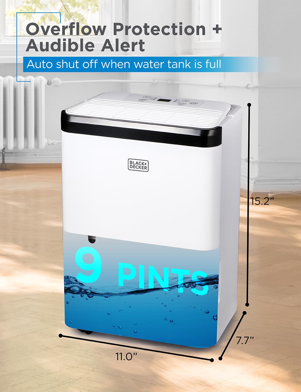 1000 Sq. Ft. Dehumidifier for Home, Bedroom and Basement, Up To 9 Pints Per Day, ENERGY STAR Certified, 3.3