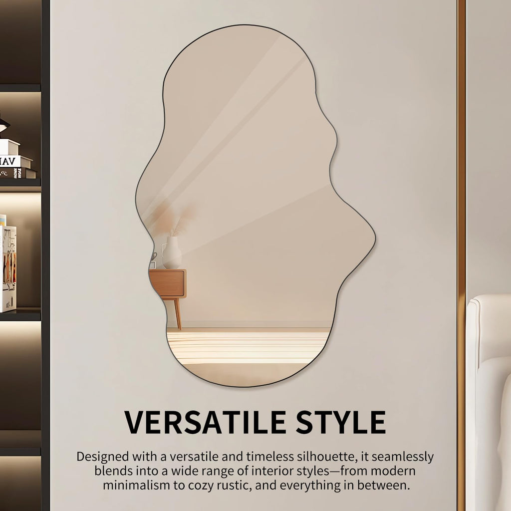 Cloud Shaped Wall Mirror 47x23 Inch - Large Irregular Asymmetrical Mirror Bedroom Bathroom Entryway, Frameless
