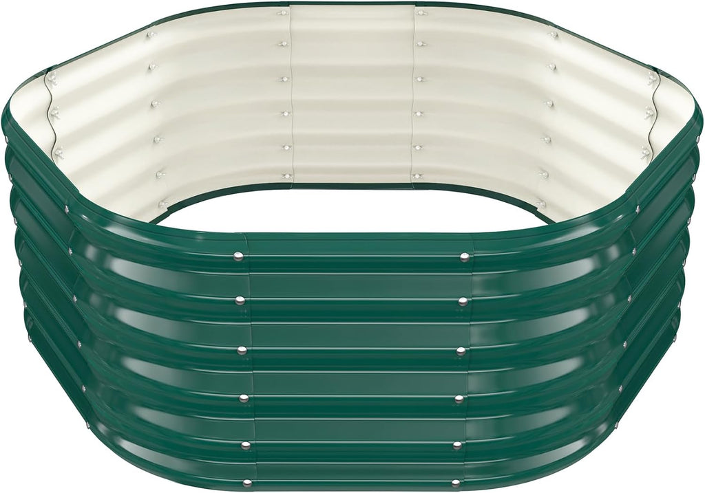 48" Diagonal,17" Tall Steel Hexagon Raised Garden Bed/ Planter Box Green | 4FT X 1.5FT,Butterfly Nut and Tool