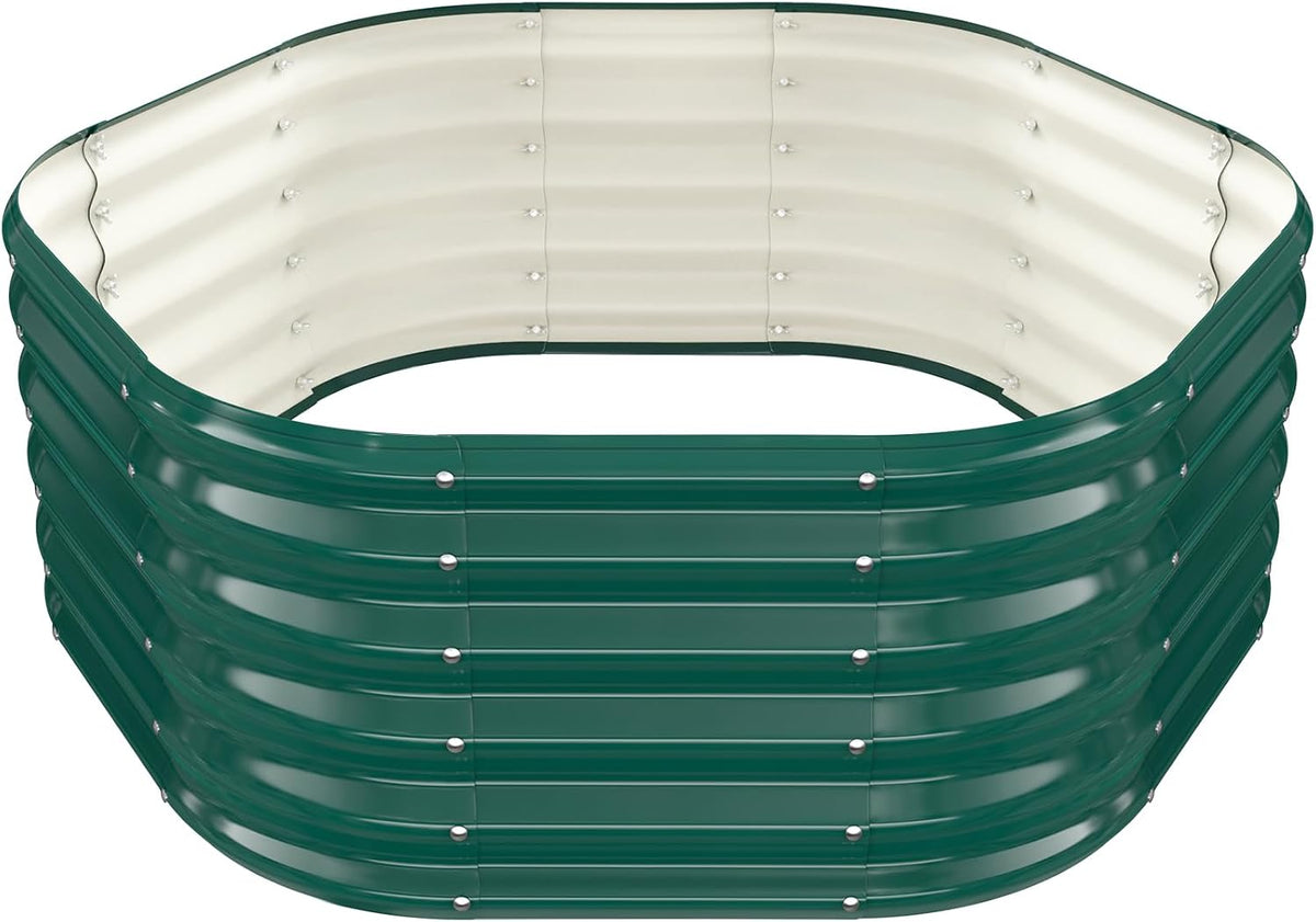 48" Diagonal,17" Tall Steel Hexagon Raised Garden Bed/ Planter Box Green | 4FT X 1.5FT,Butterfly Nut and Tool